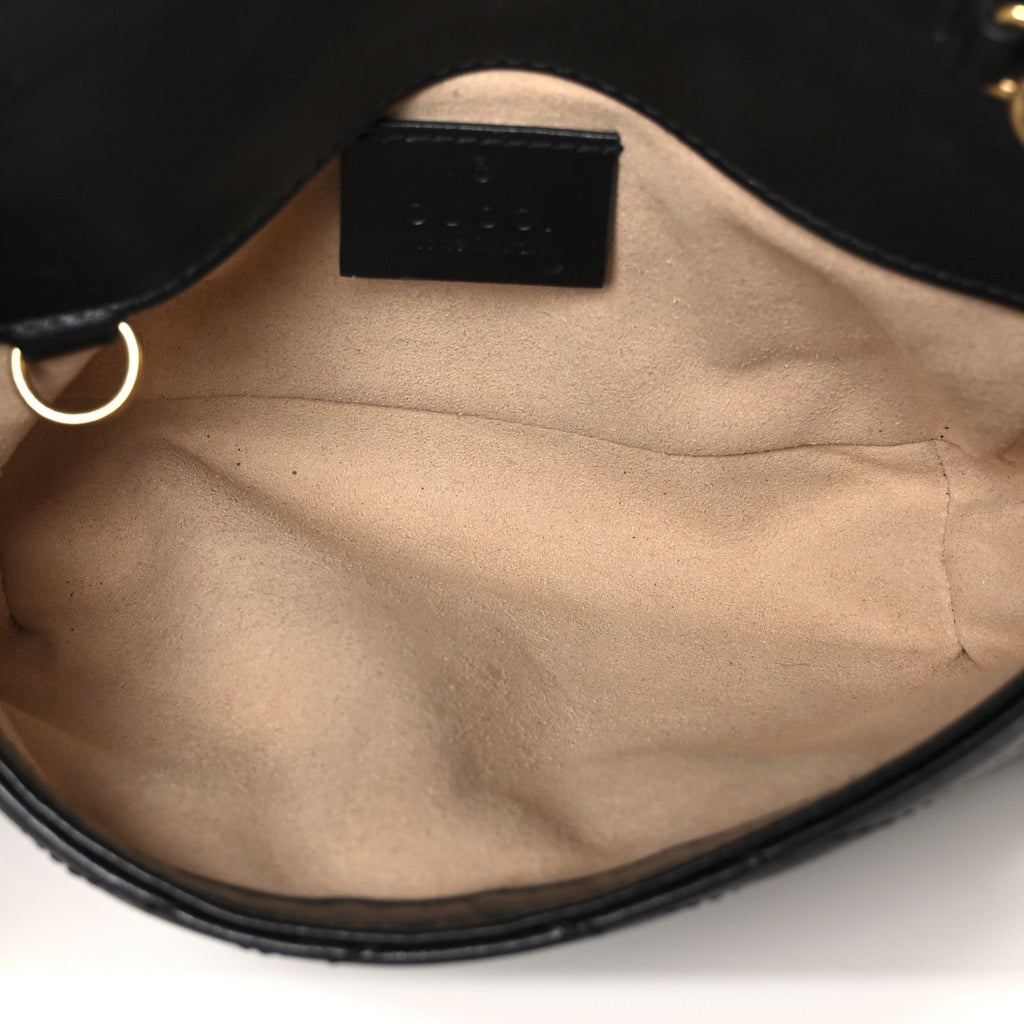 Calfskin Matelasse Super Mini GG Marmont Shoulder Bag Black