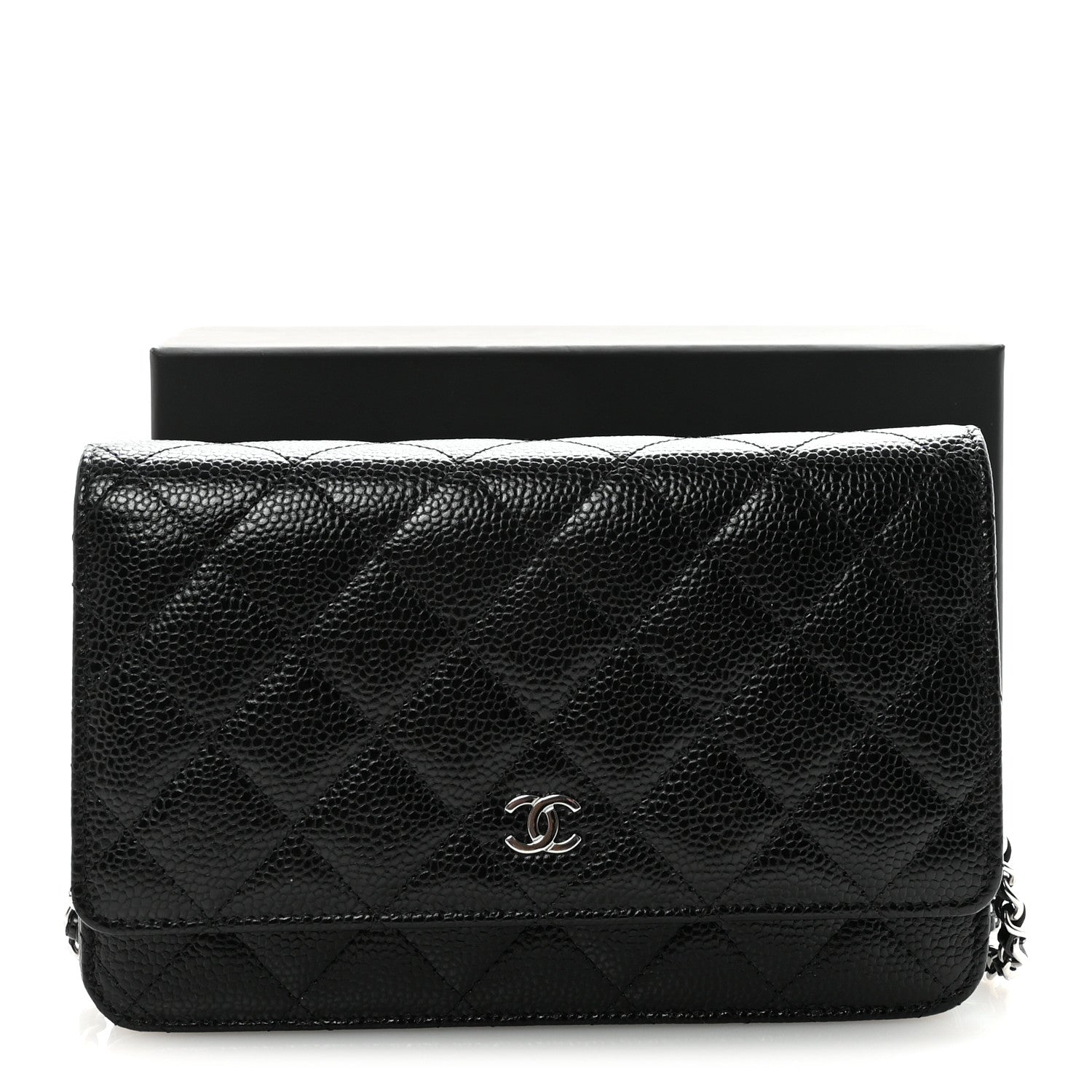 Caviar Quilted Wallet on Chain WOC Black