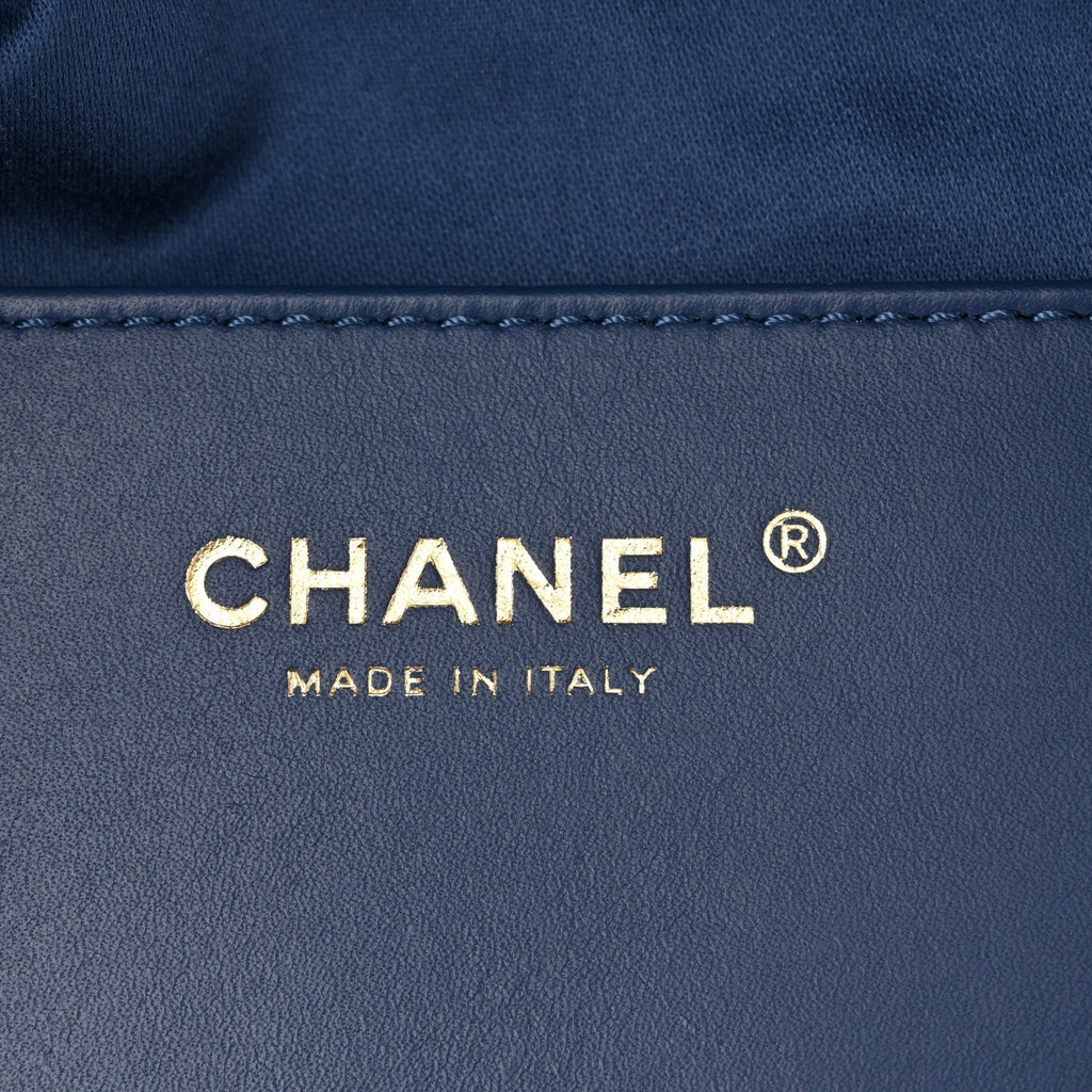 Washed Denim Quilted Mini Chanel 25 Handbag Blue
