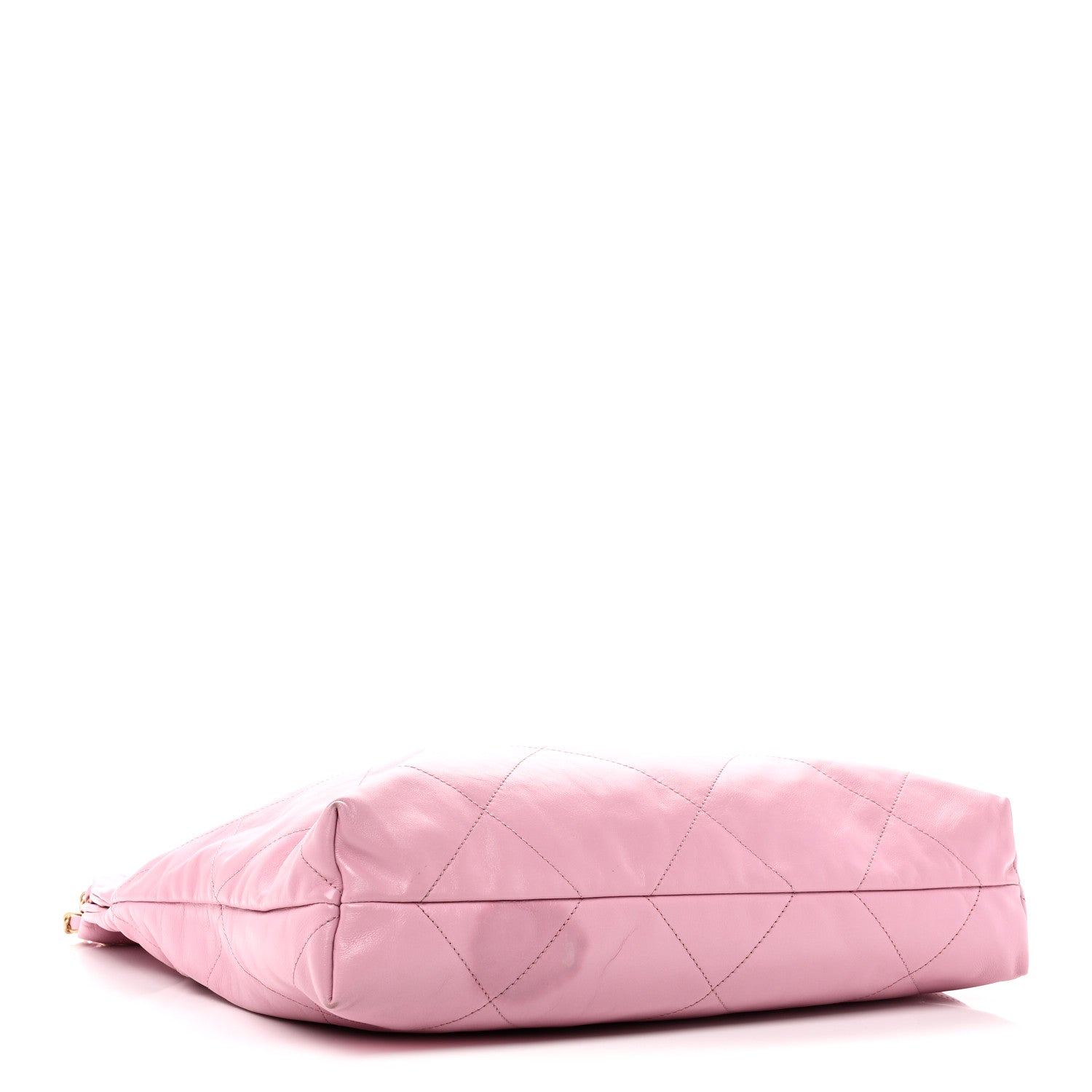 Shiny Calfskin Quilted Chanel 22 Drawstring Bag Pink