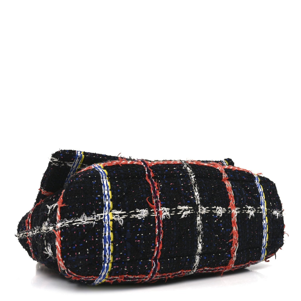 Tweed Quilted Large Chanel 19 Flap Black Orange Blue