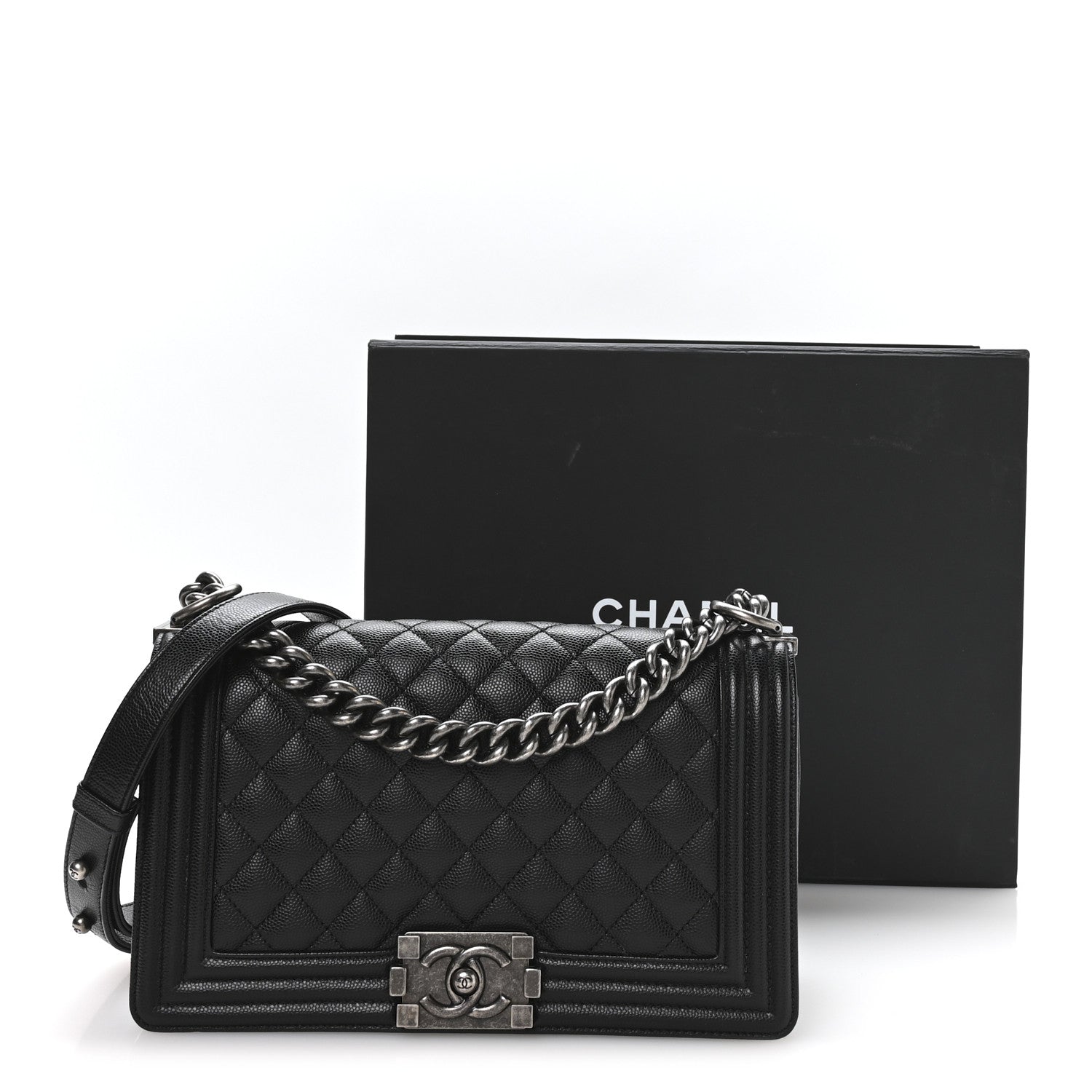 Caviar Quilted Medium Boy Flap Black