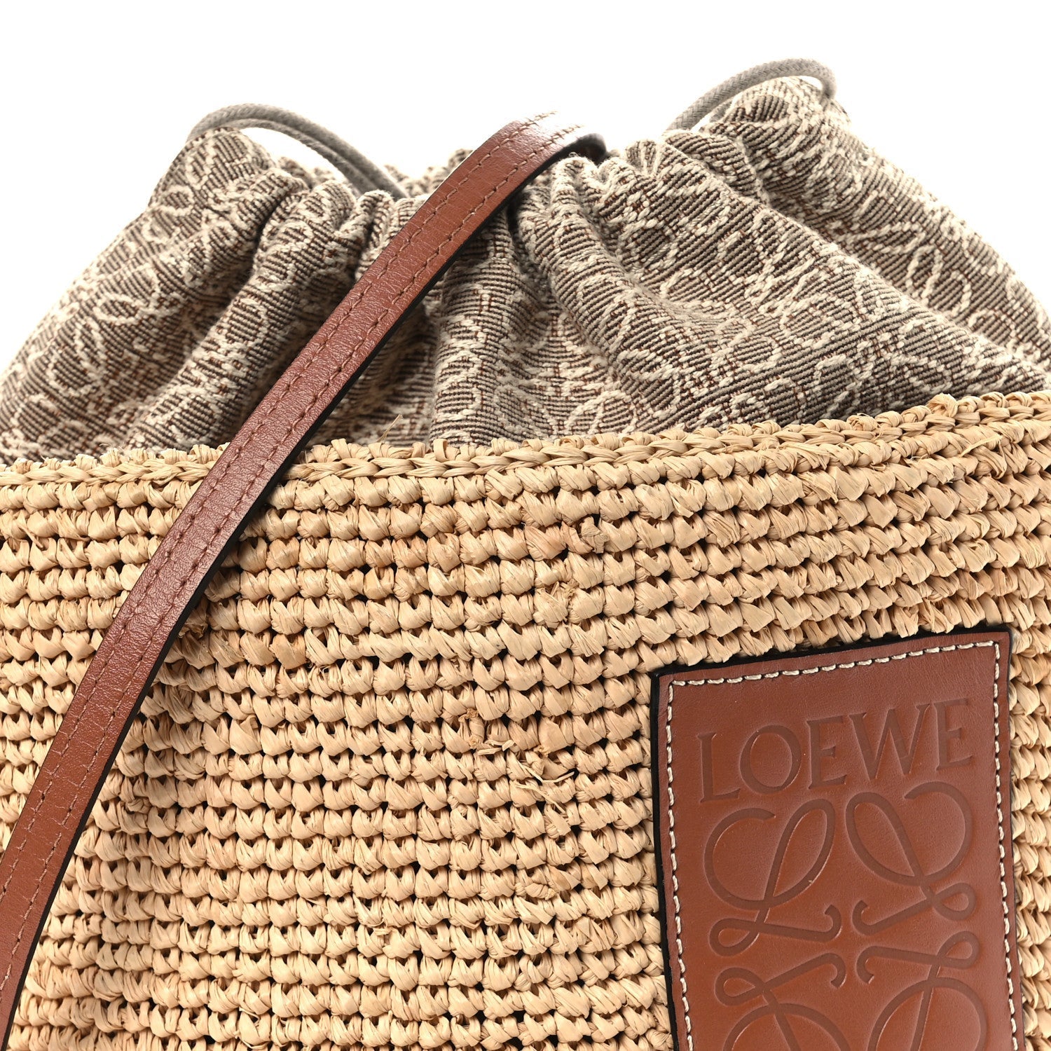 Calfskin Raffia Anagram Paulas Ibiza Pochette Bag Natural Tan