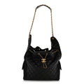 Shiny Crumpled Calfskin Quilted Medium Chanel 25 Handbag Black