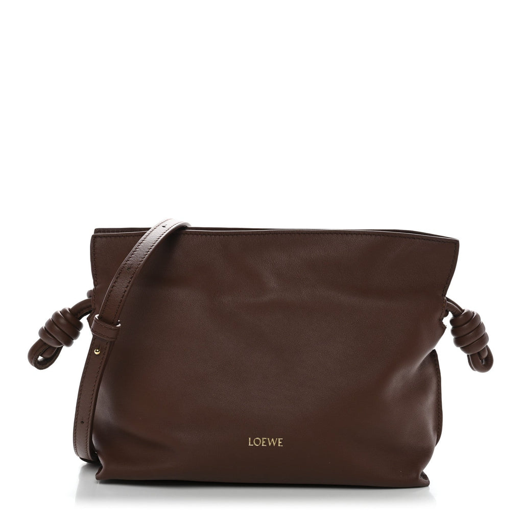 X SUNA FUJITA Nappa Flamenco Knot Clutch Havana