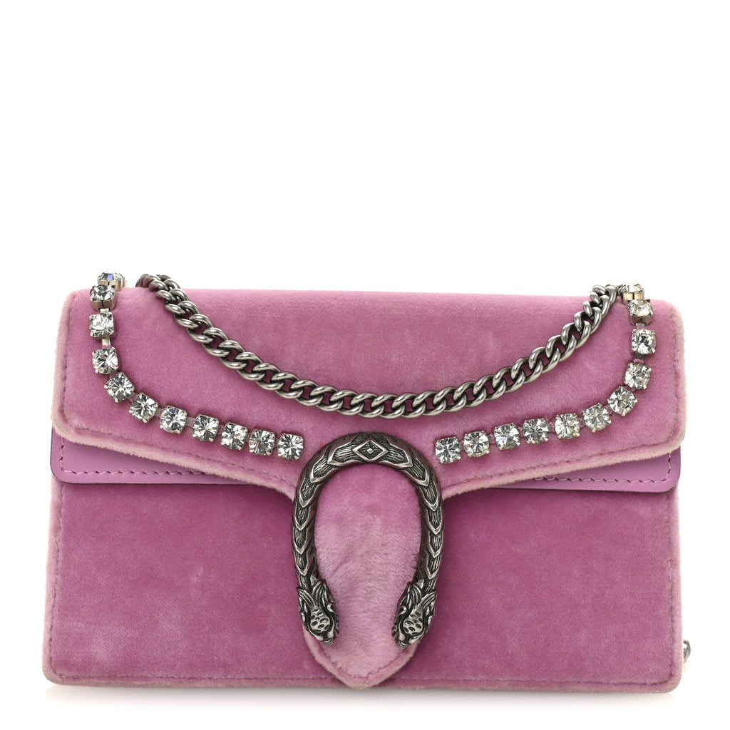 Velvet Crystal Super Mini Dionysus Shoulder Bag Malva