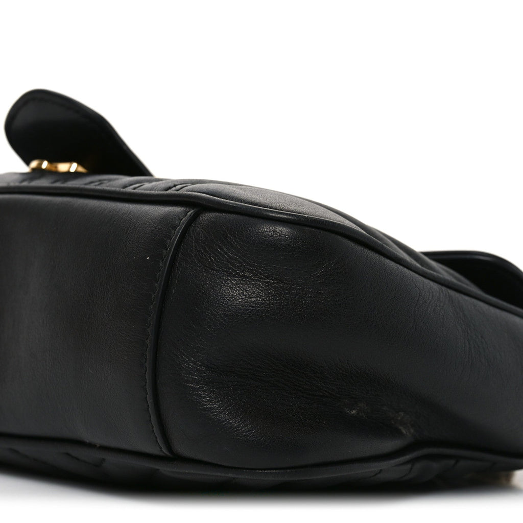 Calfskin Matelasse Small GG Marmont Shoulder Bag Black