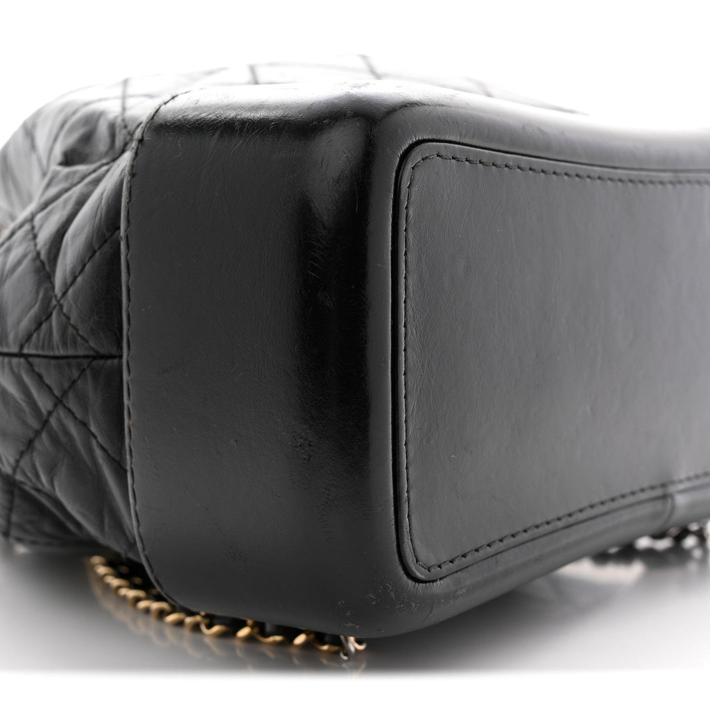 Aged Calfskin Quilted Small Gabrielle Backpack Black