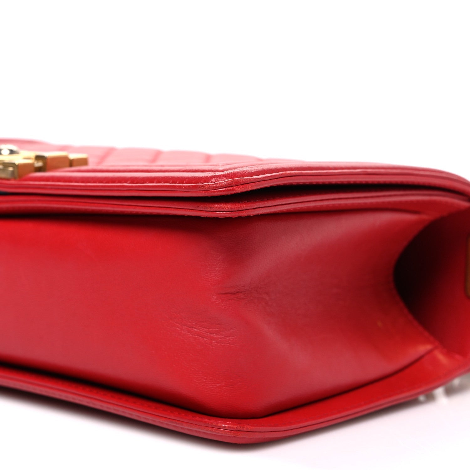Lambskin Quilted Medium Boy Flap Red