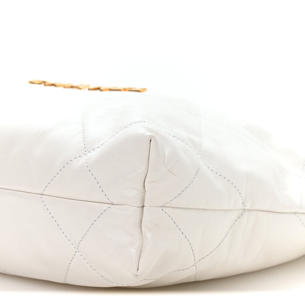 Shiny Calfskin Quilted Small Chanel 22 White