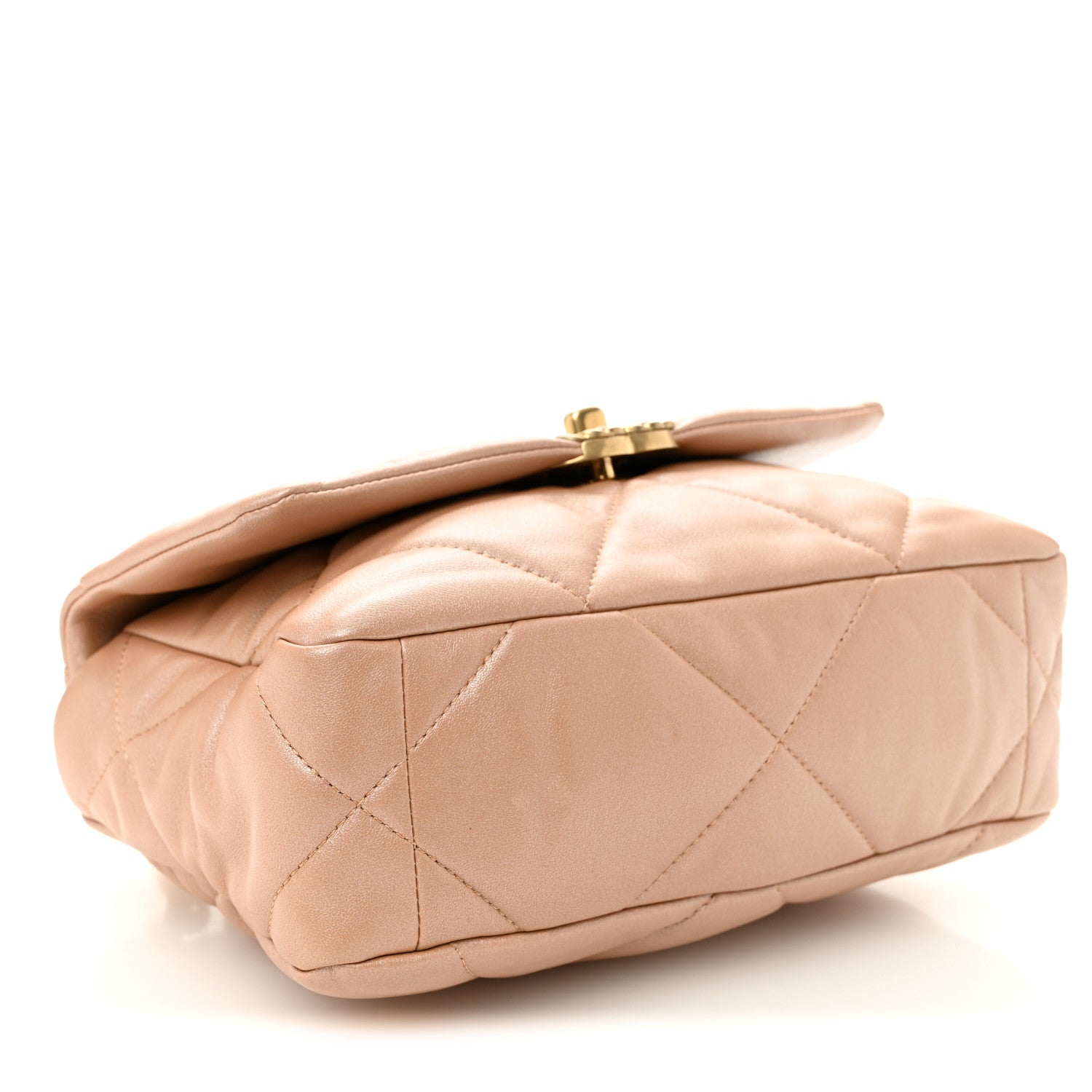 Shiny Lambskin Quilted Medium Chanel 19 Flap Beige