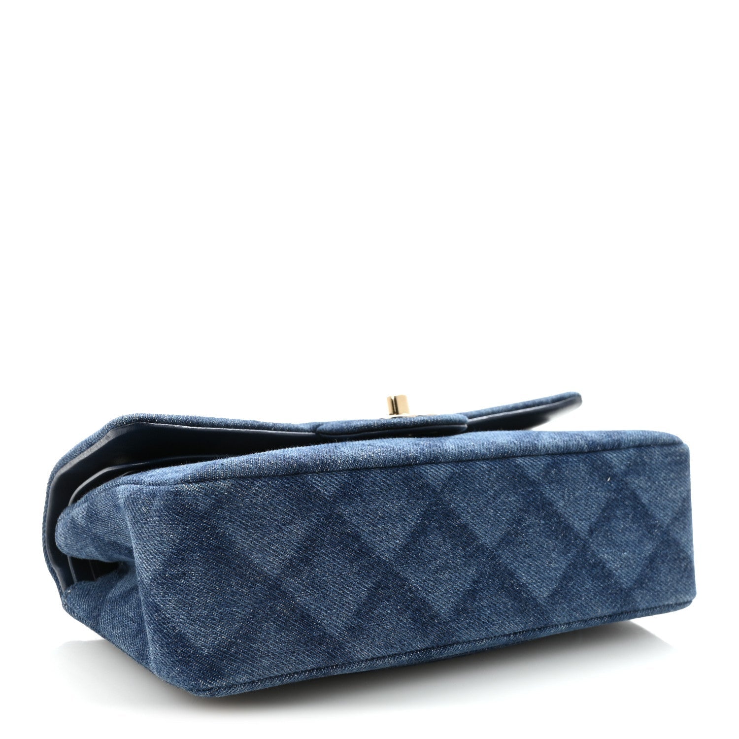 Printed Denim Quilted Small Double Flap Blue