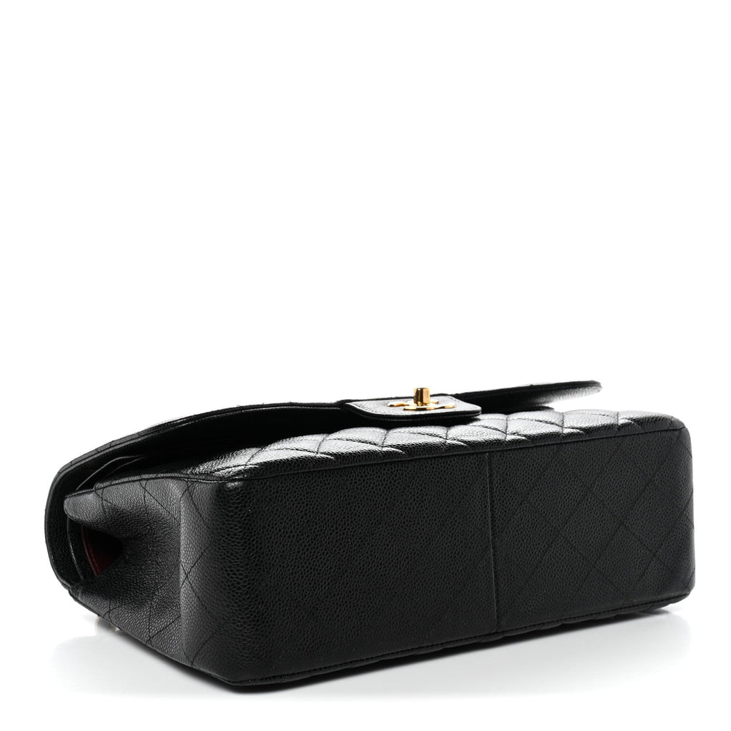 Caviar Quilted Jumbo Double Flap Black