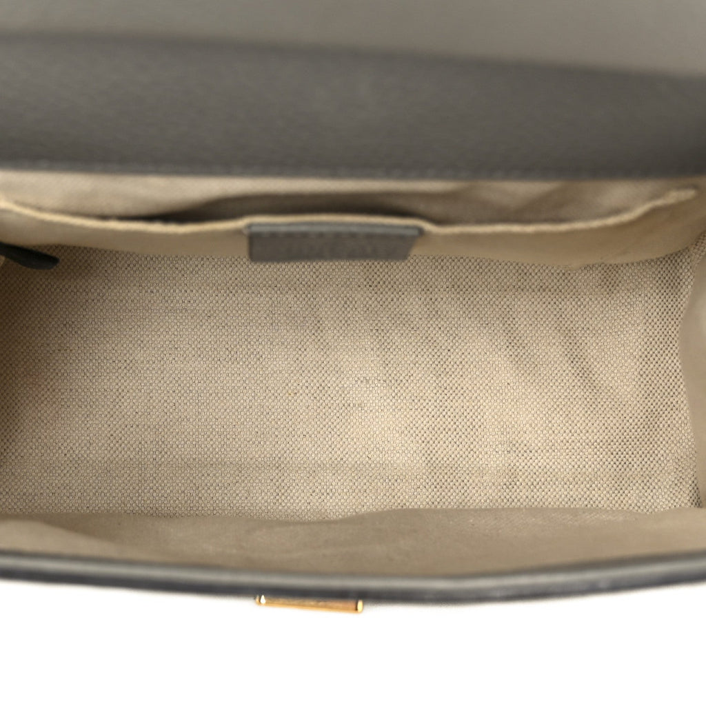 Cellarius Calfskin Mini GG Marmont Top Handle Bag Deep Grey