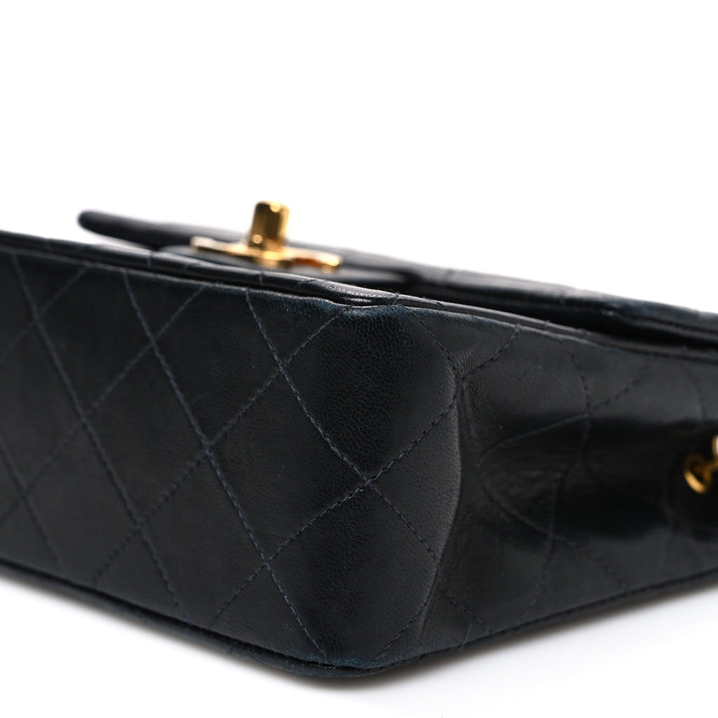 Lambskin Quilted Mini Square Flap Black