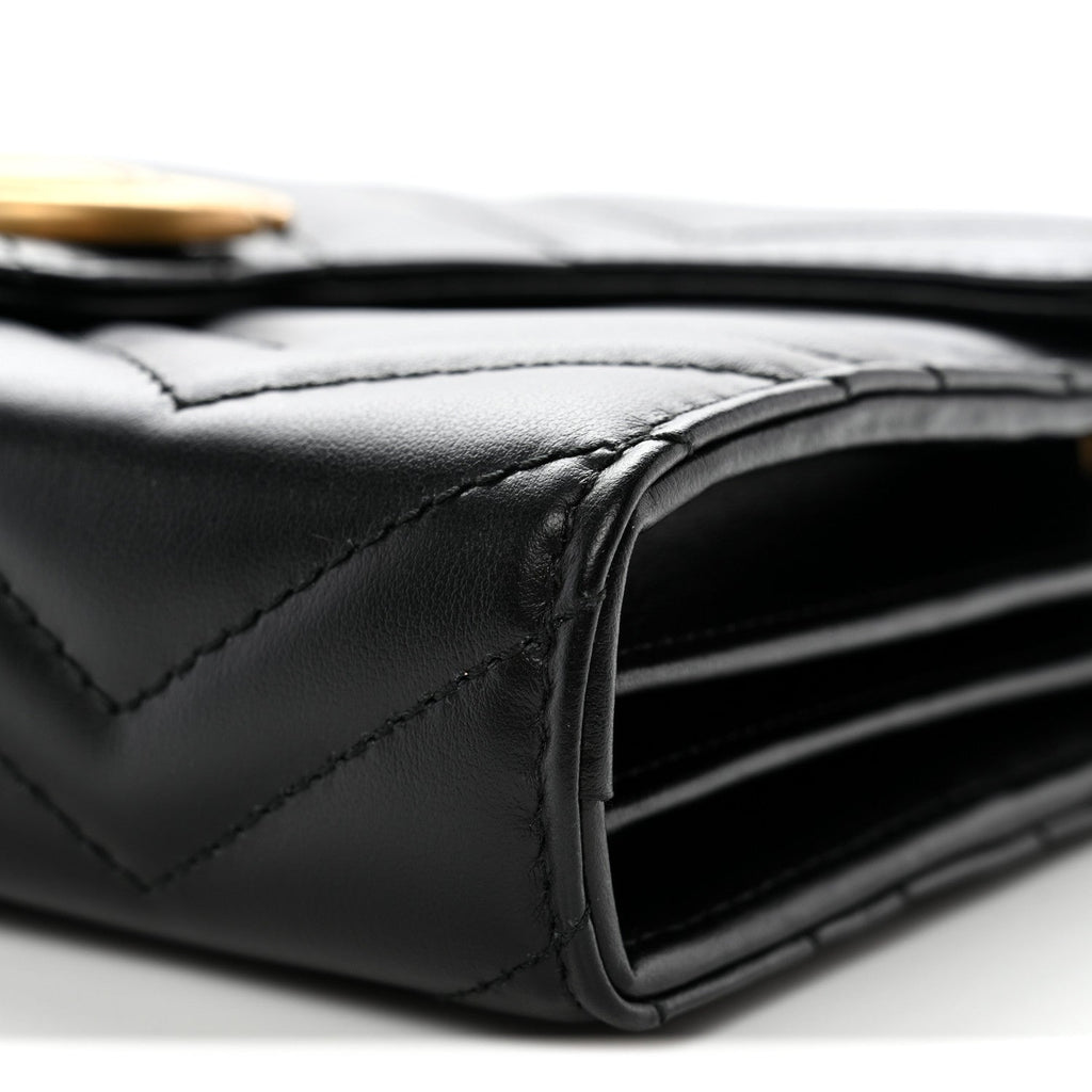 Calfskin Matelasse GG Marmont Chain Wallet Black