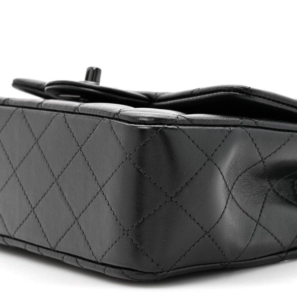 Lambskin Quilted Mini Top Handle Rectangular Flap So Black