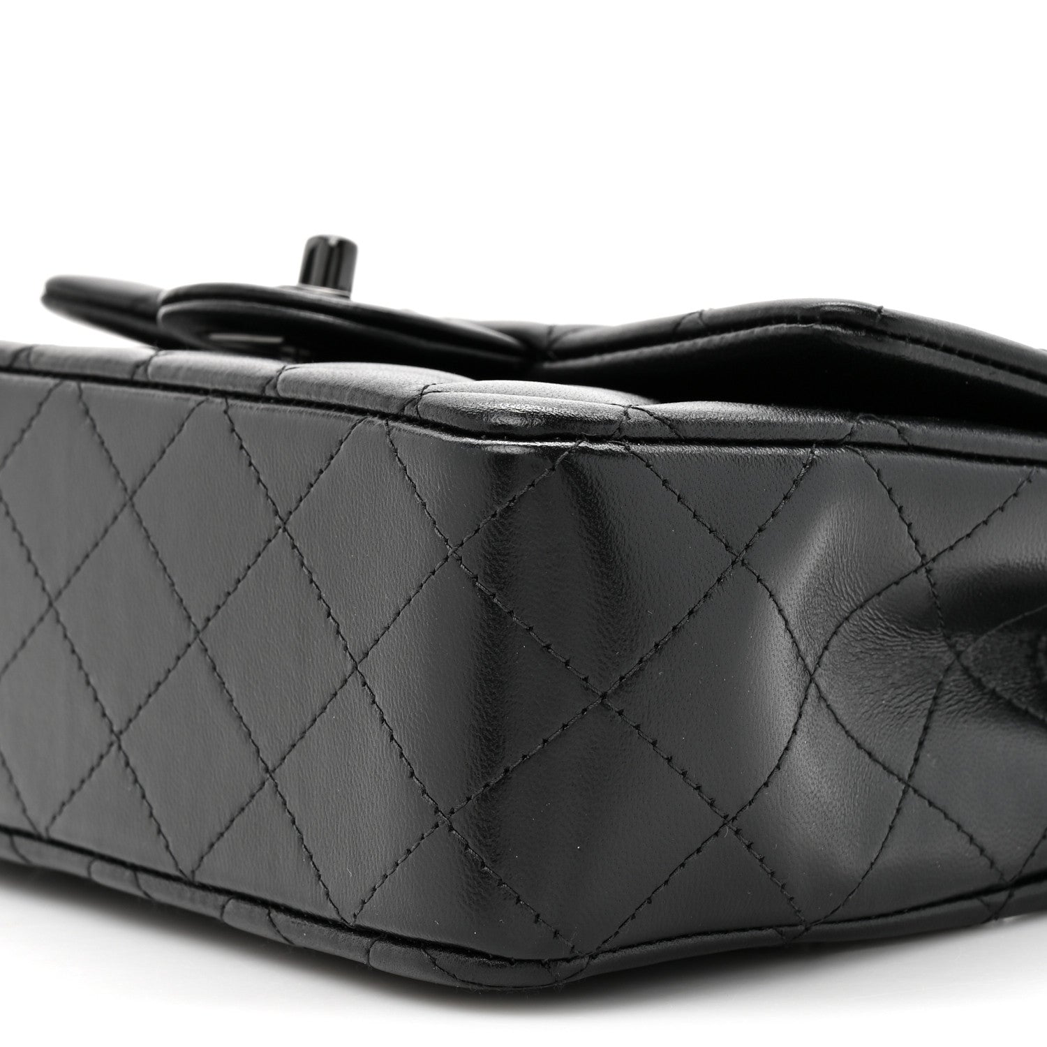 Lambskin Quilted Mini Top Handle Rectangular Flap So Black
