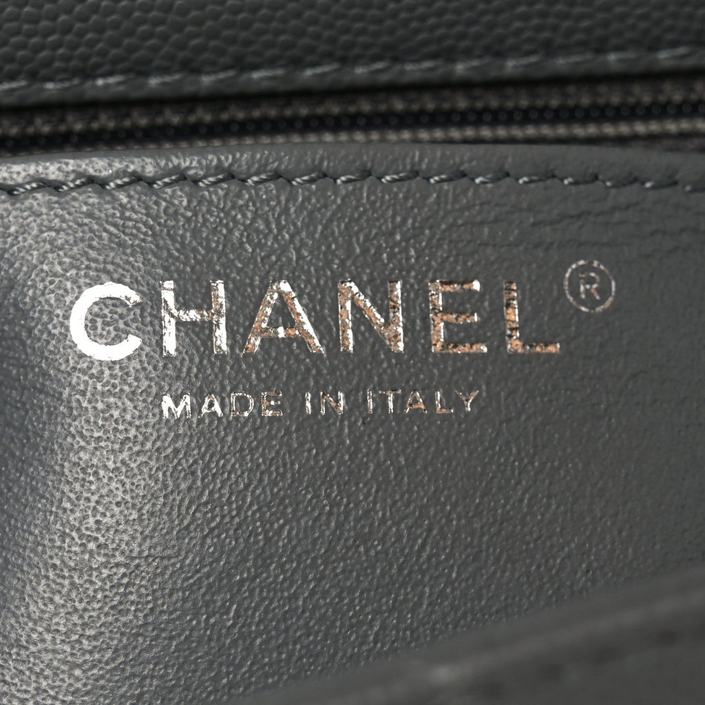 Caviar Quilted Mini Rectangular Flap Grey