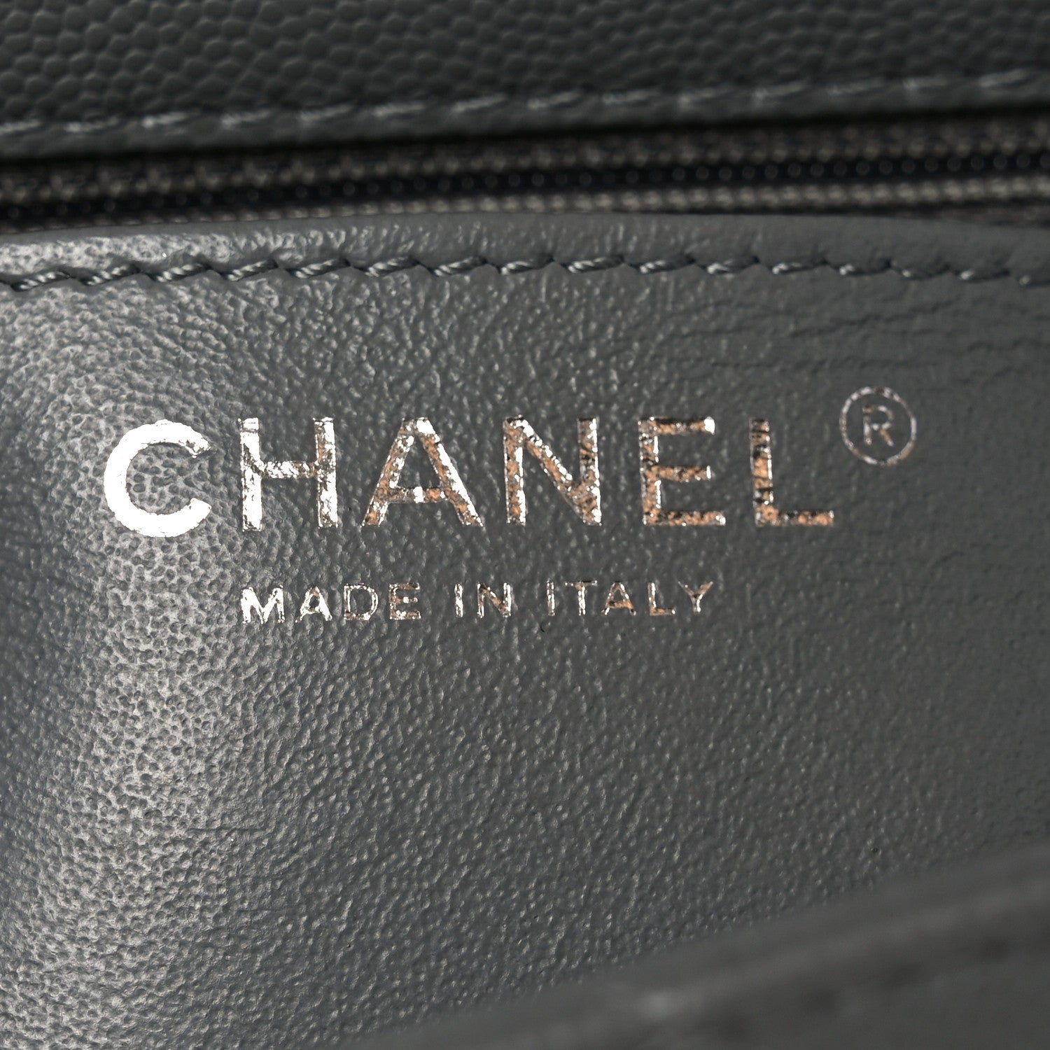 Caviar Quilted Mini Rectangular Flap Grey