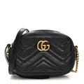Calfskin Matelasse Mini GG Marmont Chain Shoulder Bag Black