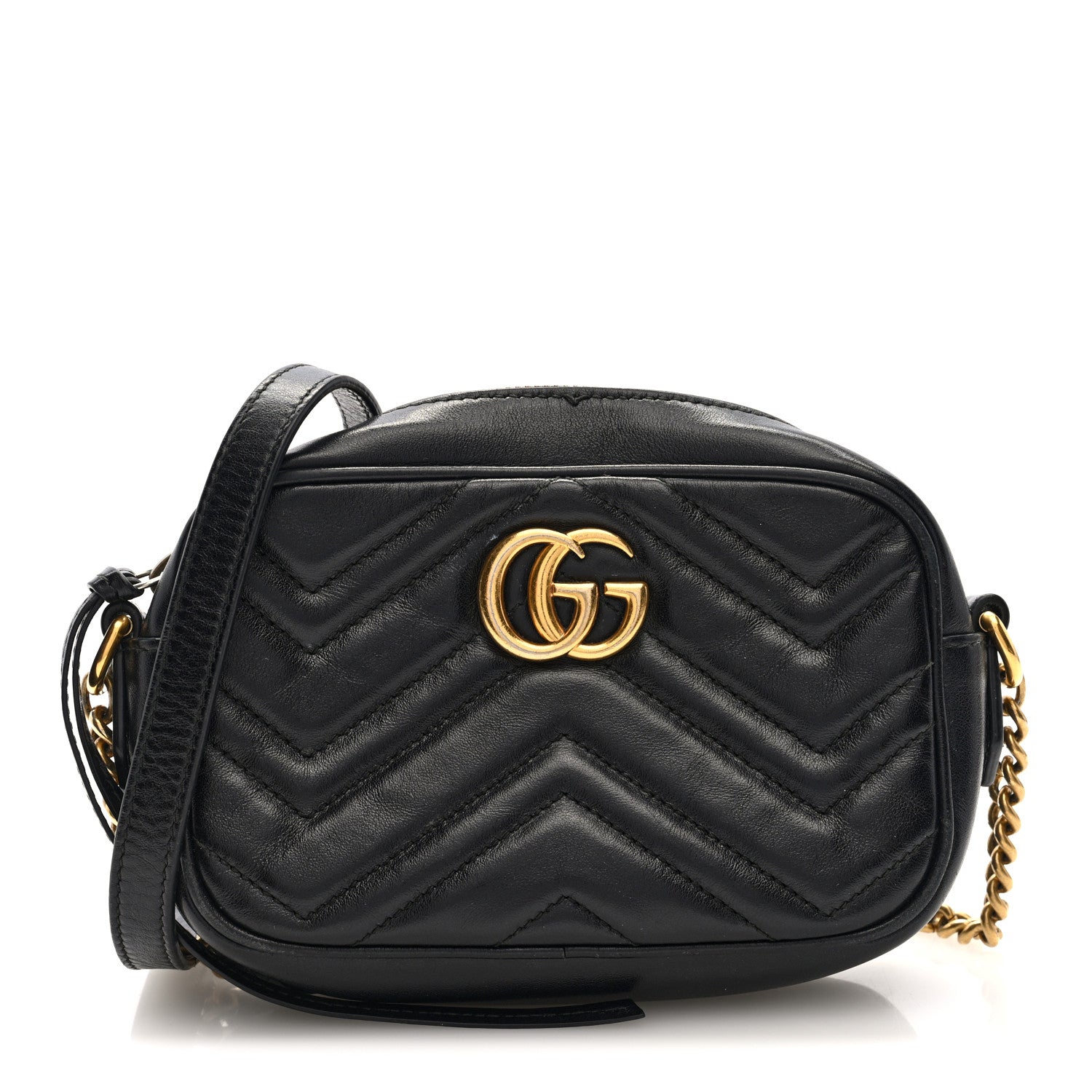 Calfskin Matelasse Mini GG Marmont Chain Shoulder Bag Black