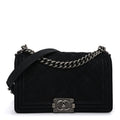Bullskin Suede Caviar Quilted Medium Boy Flap Black