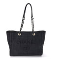 Mixed Fibers Calfskin Small Deauville Tote Black