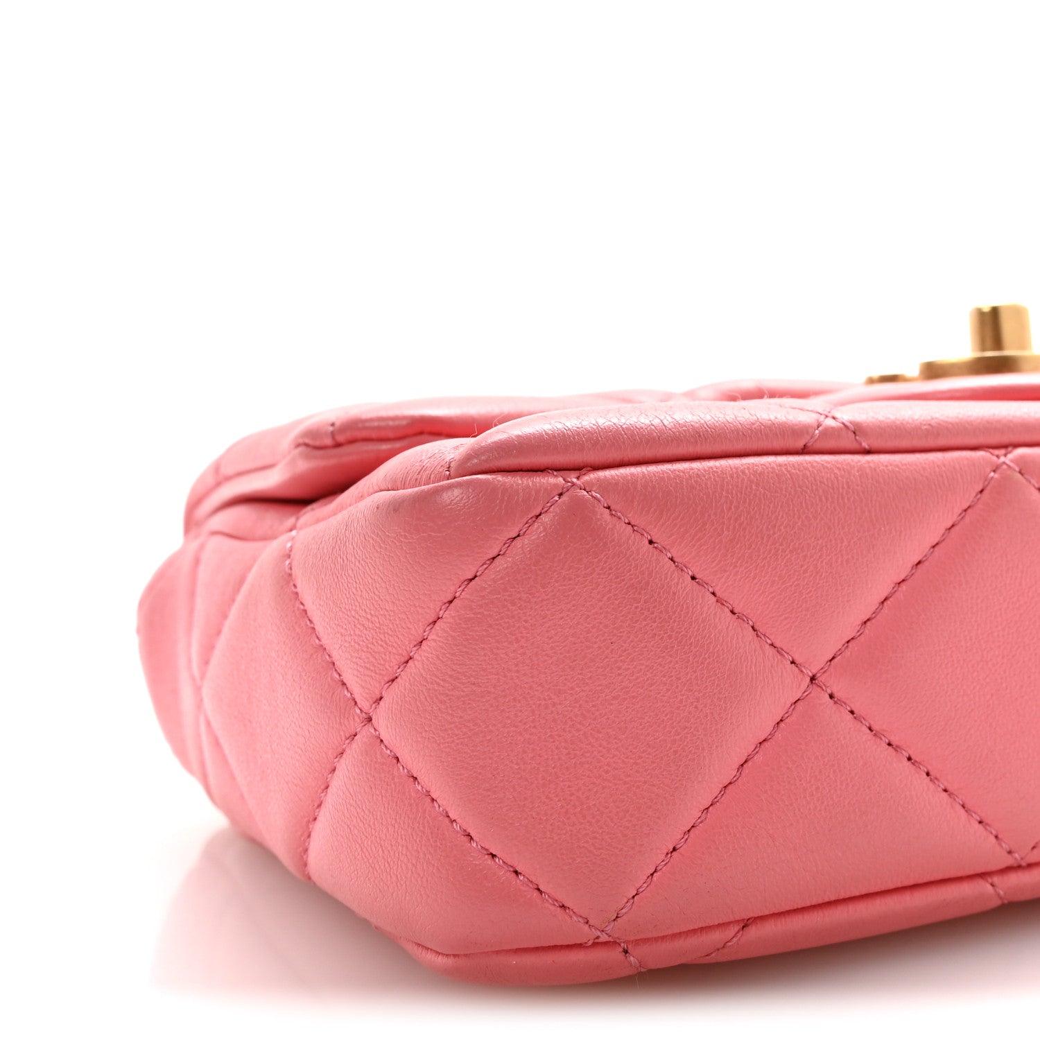 Lambskin Enamel Quilted Pending CC Mini Square Flap Pink