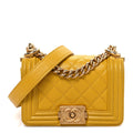 Caviar Quilted Mini Boy Flap Yellow