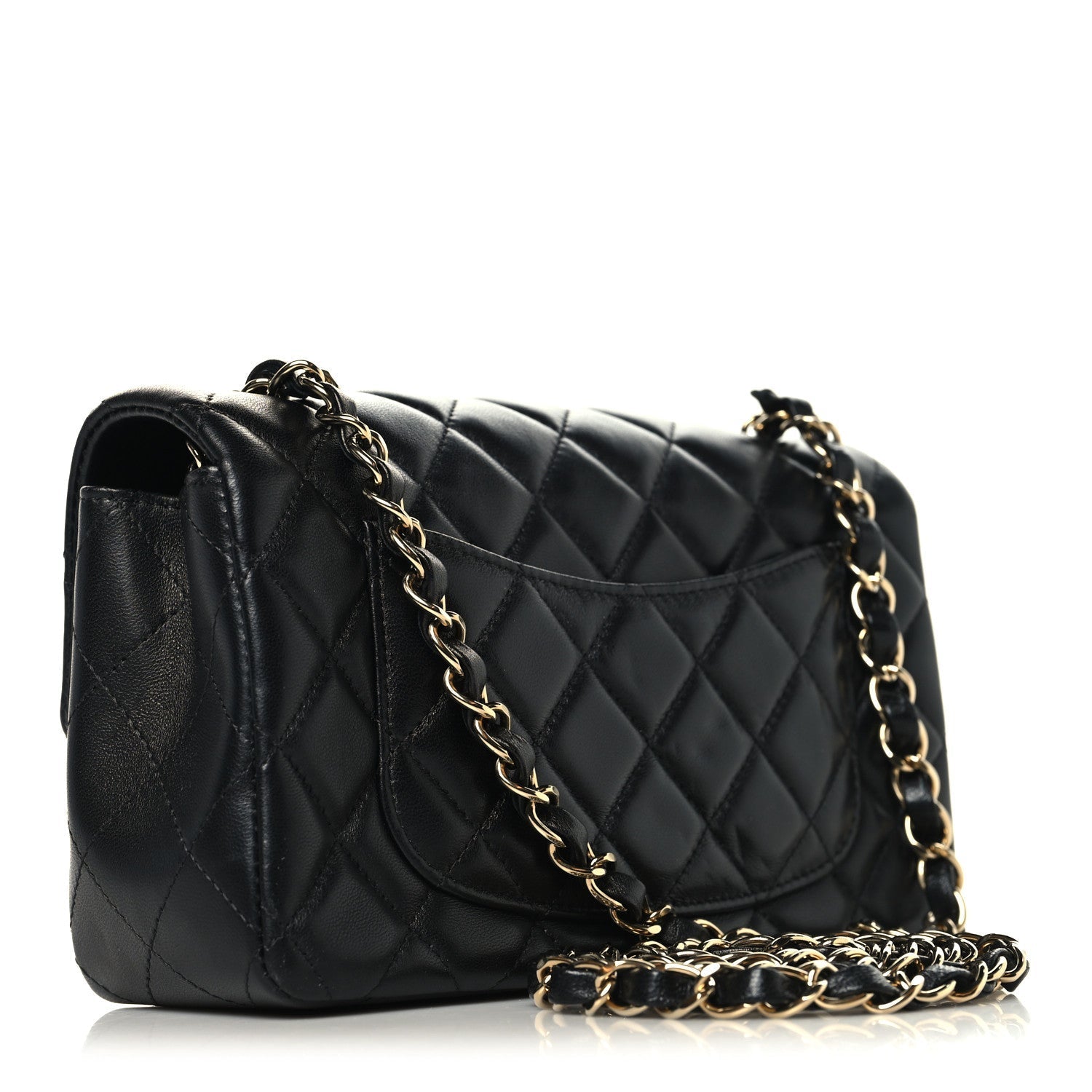 Lambskin Quilted Mini Rectangular Flap Black