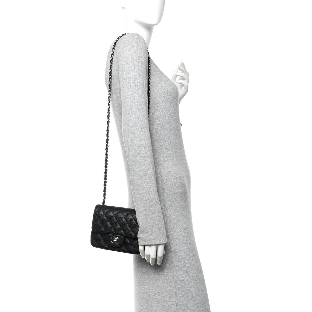 Caviar Quilted Mini Square Flap Black