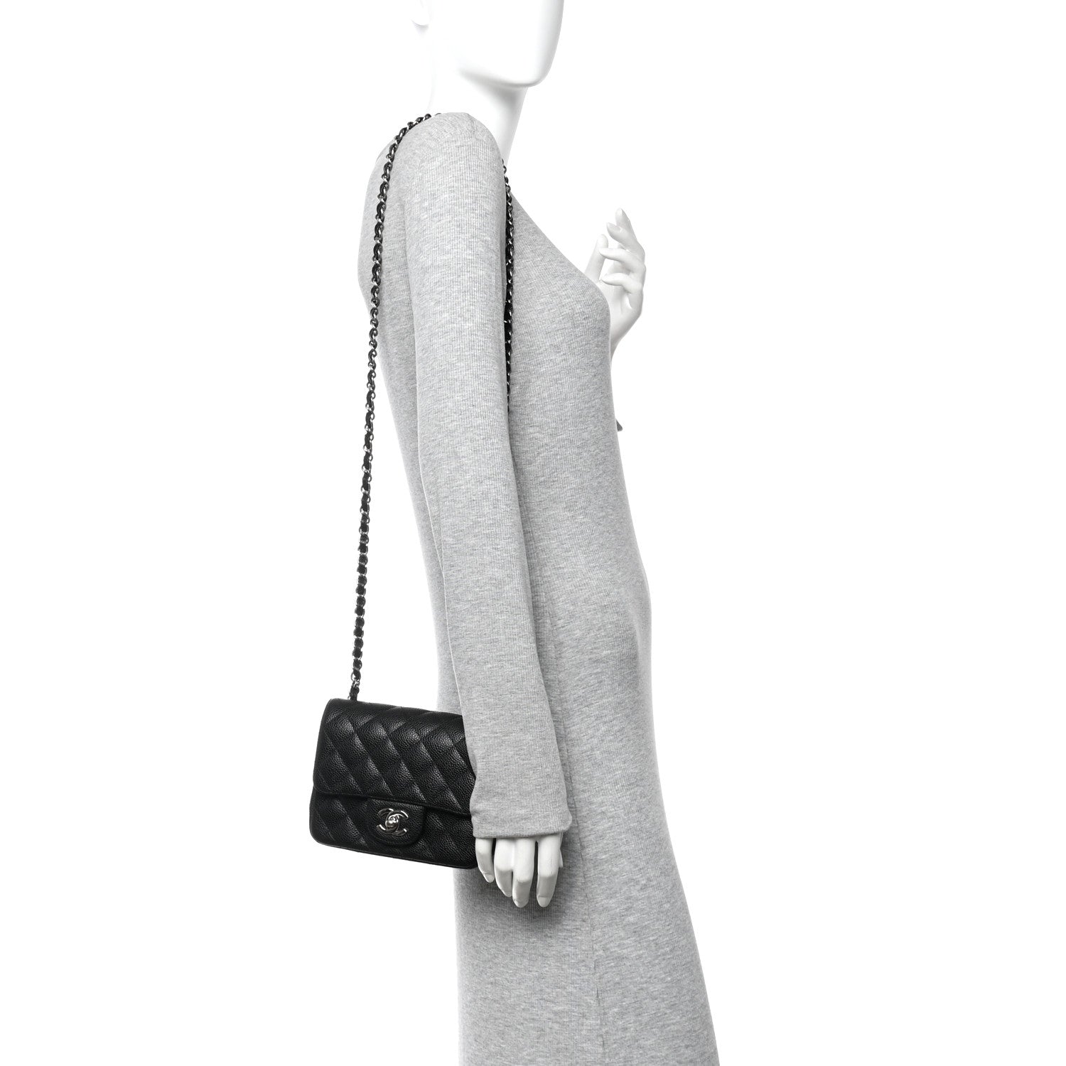 Caviar Quilted Mini Square Flap Black