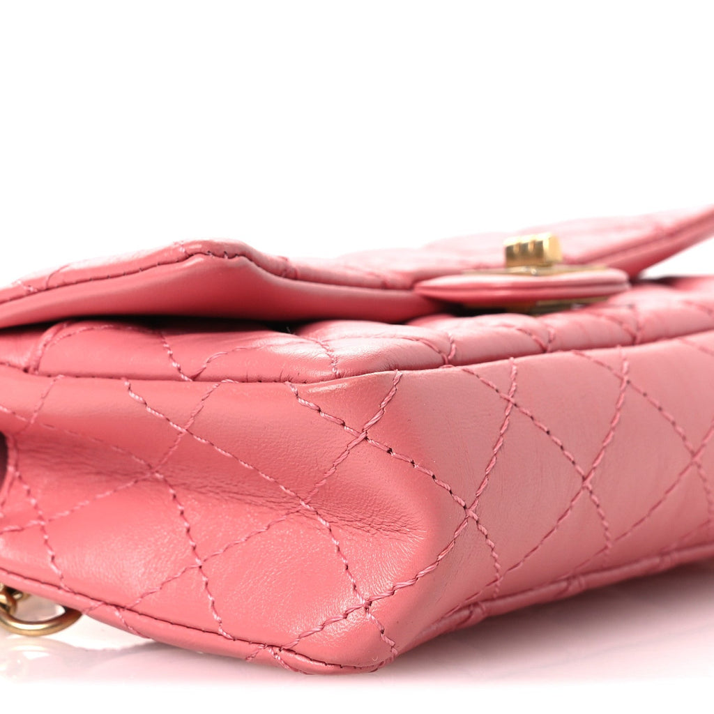 Aged Calfskin Quilted 2.55 Reissue Flap Belt Bag Pink