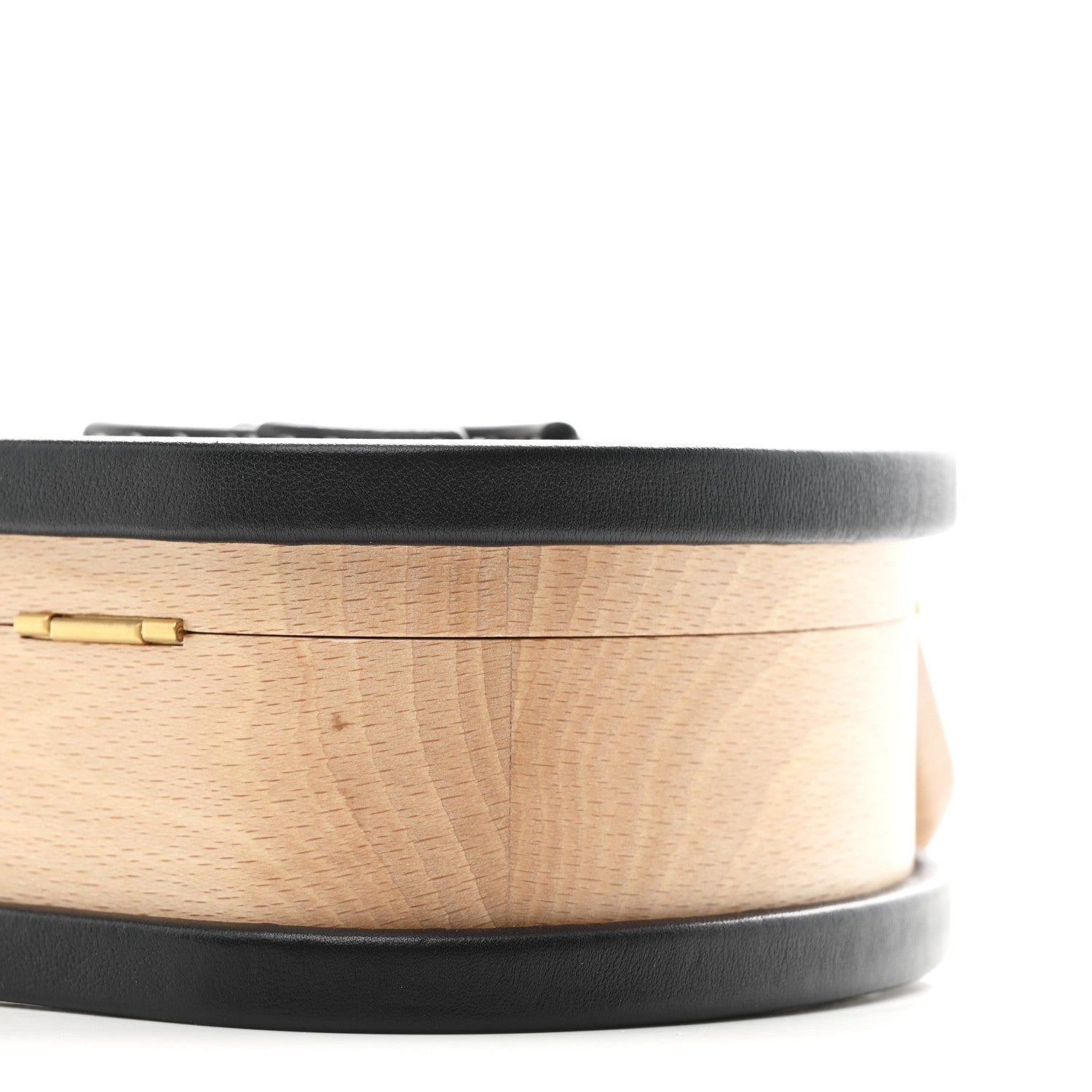 Beech Wood Lambskin Round CC Vanity Case Black
