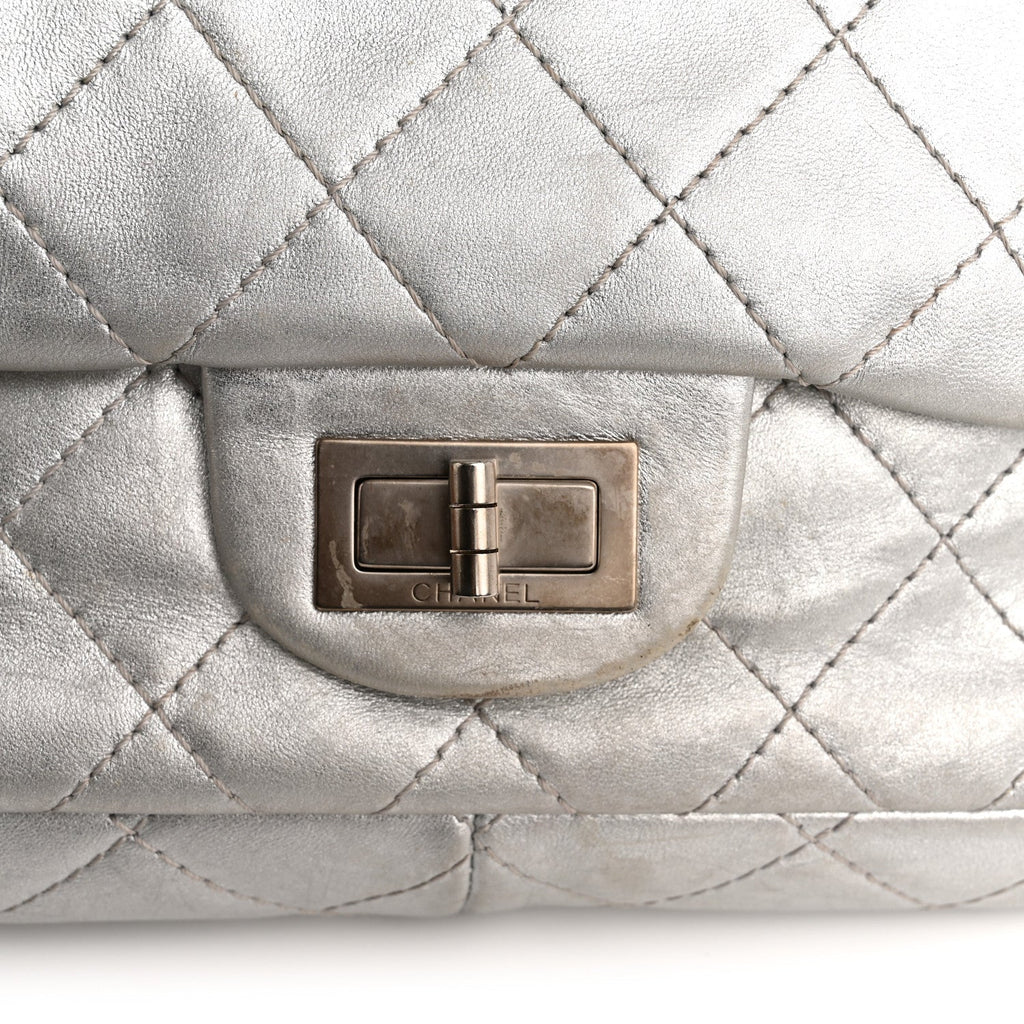 Metallic Lambskin Quilted 2.55 Reissue 227 Flap Silver
