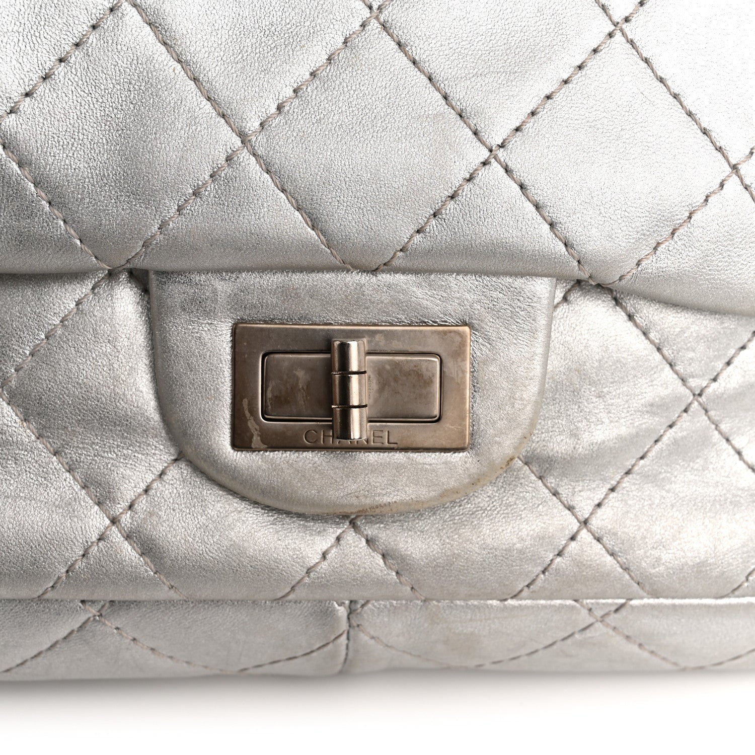 Metallic Lambskin Quilted 2.55 Reissue 227 Flap Silver