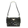 Shiny Crumpled Quilted Mini Chanel 25 Handbag Black