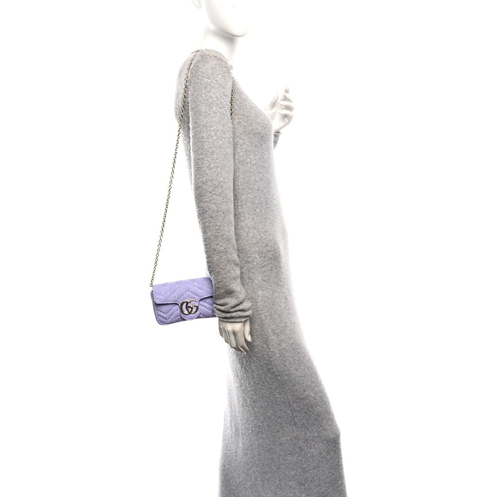 Denim GG Monogram Mini GG Marmont Shoulder Bag Light Purple