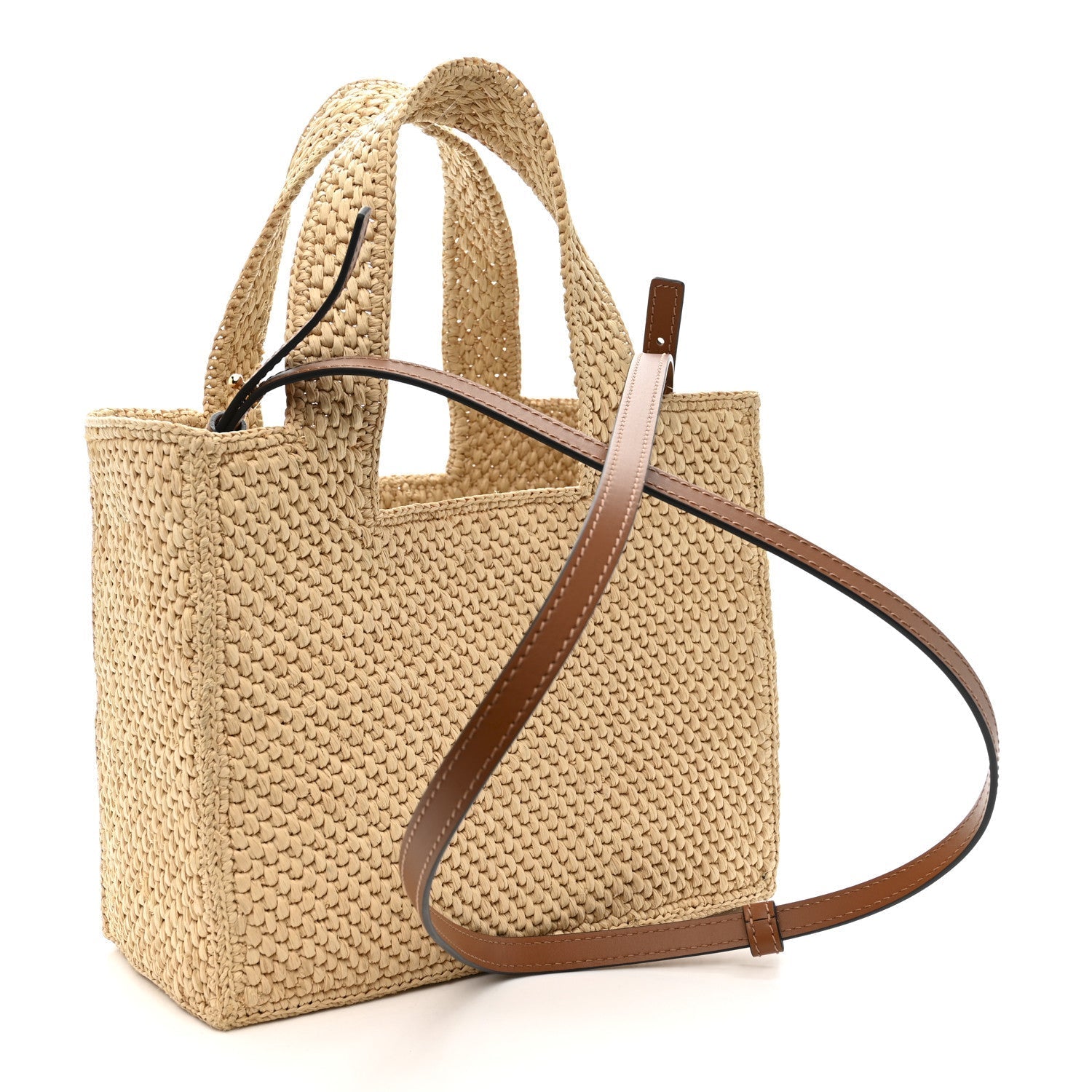 X PAULA'S IBIZA Raffia Font Tote Natural Tan
