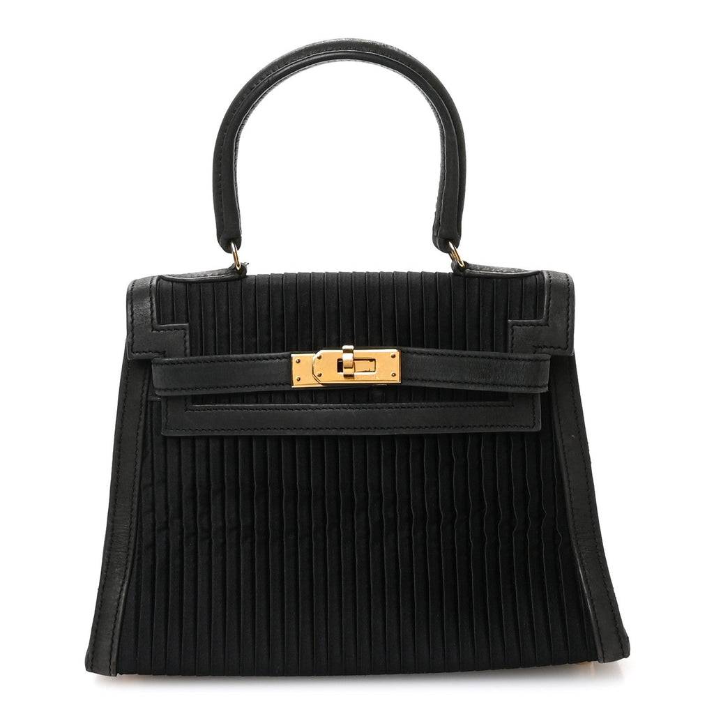 Silk Veau Doblis Pleated Mini Kelly Sellier 20 Black