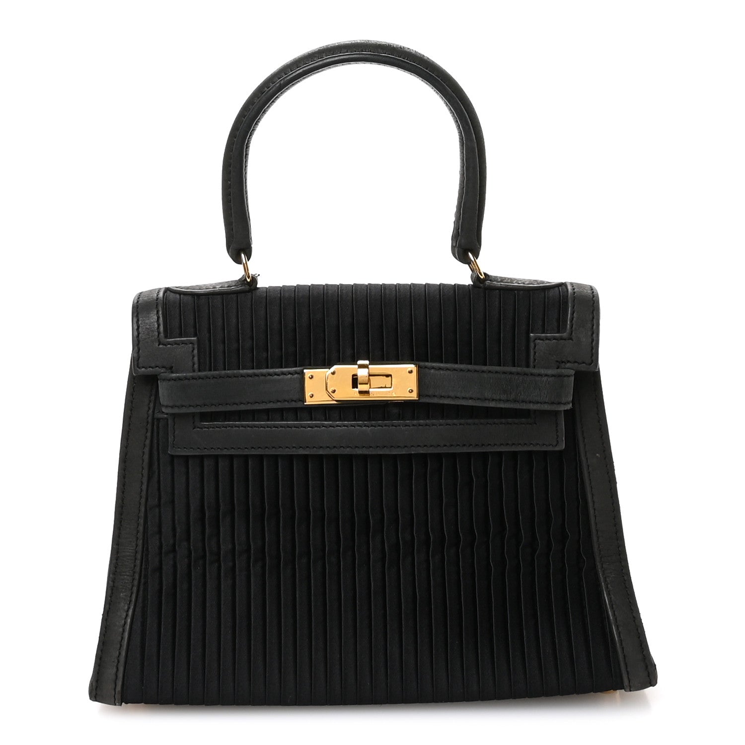 Silk Veau Doblis Pleated Mini Kelly Sellier 20 Black