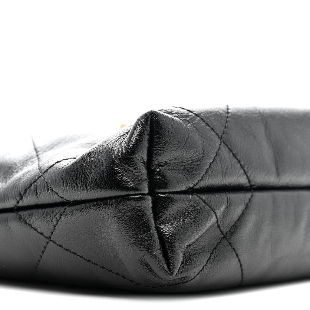 Shiny Calfskin Quilted Mini Chanel 22 Black