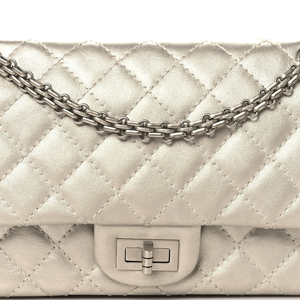 Metallic Lambskin Quilted 2.55 Reissue 225 Flap Silver