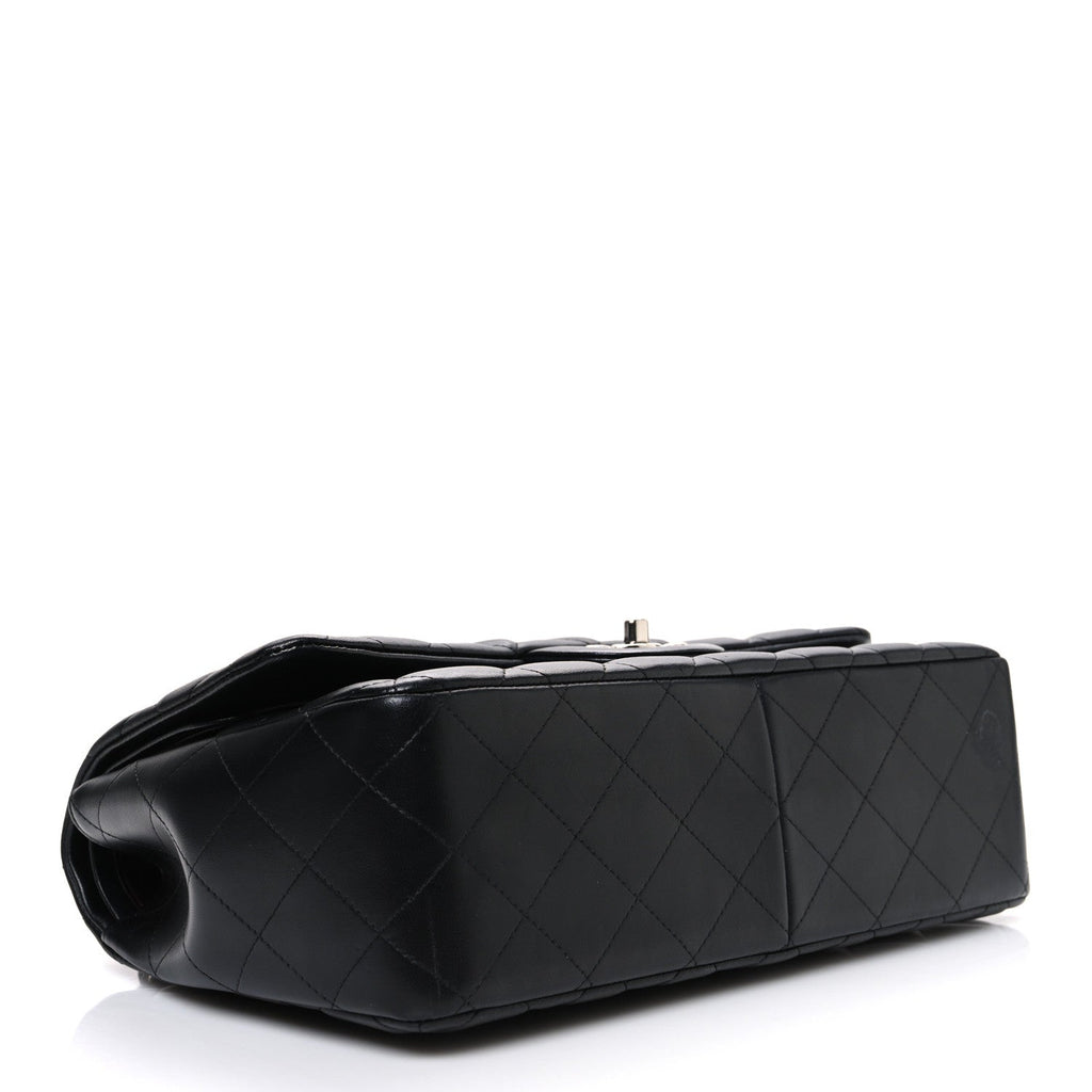 Lambskin Quilted Jumbo Double Flap Black