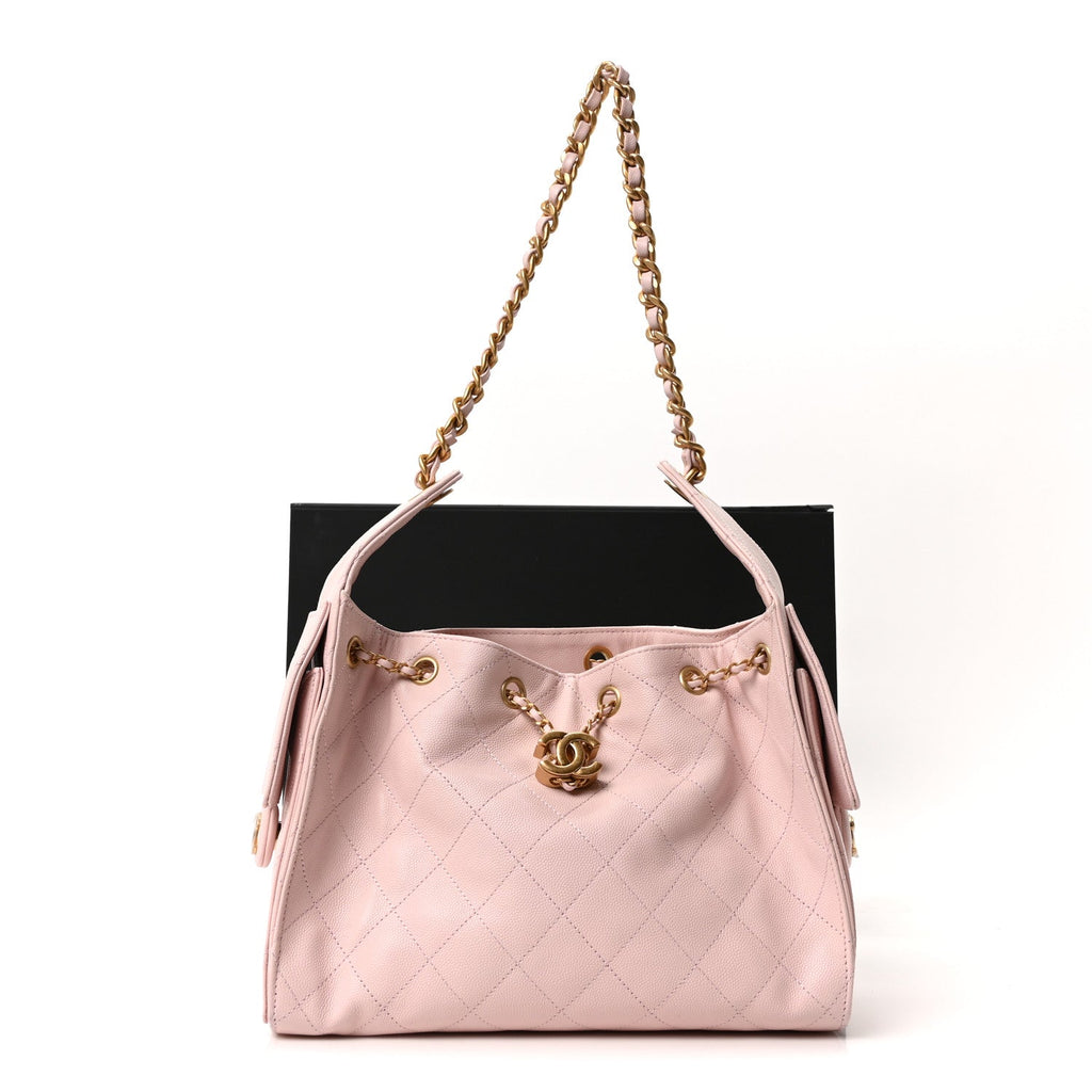 Caviar Quilted Small Chanel 25 Handbag Light Pink