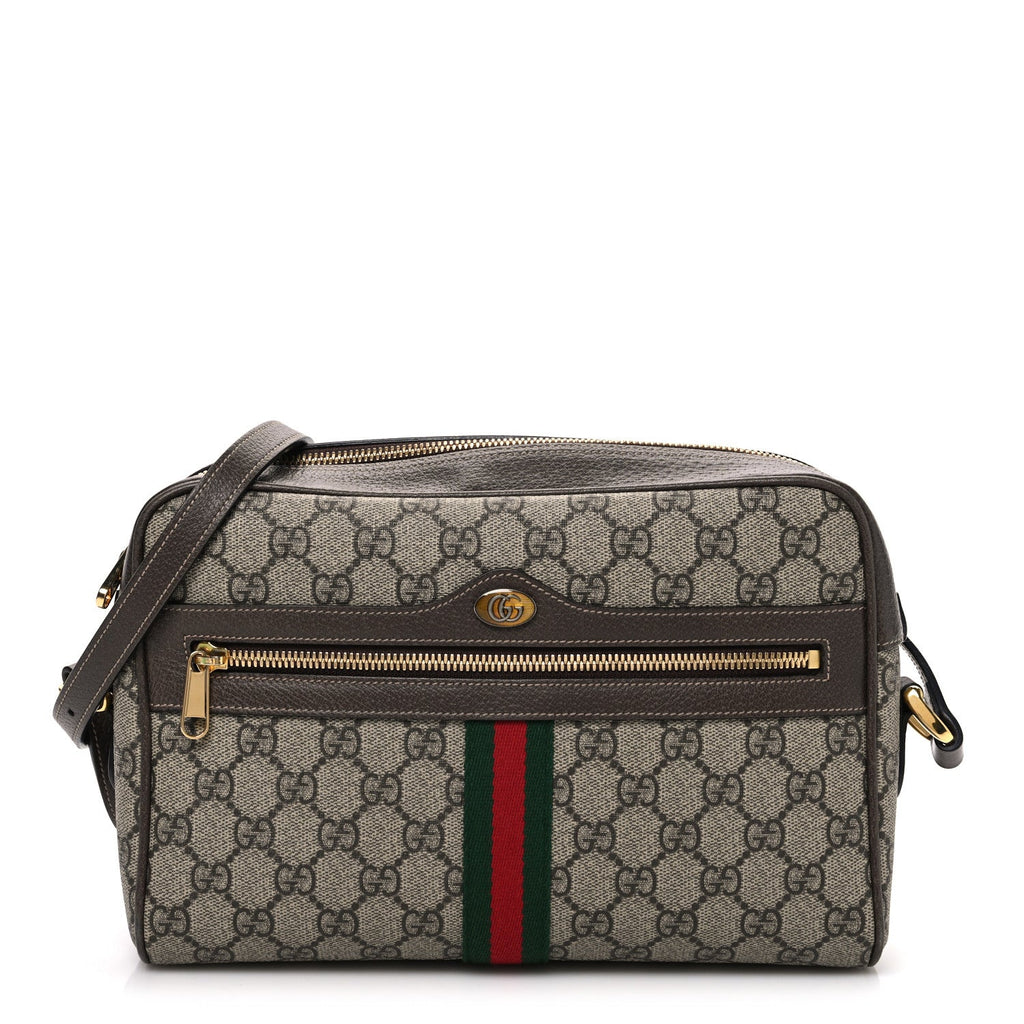 GG Supreme Monogram Web Small Ophidia Shoulder Bag Brown