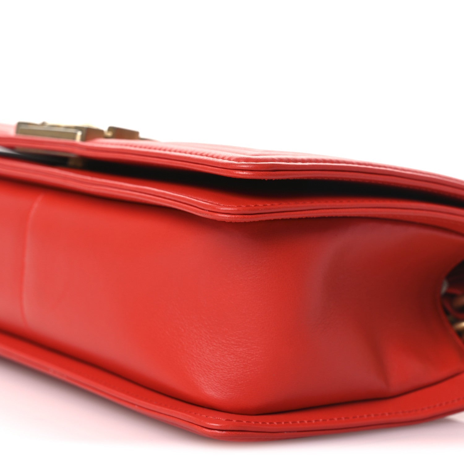 Calfskin Chevron Quilted Medium Boy Flap Red