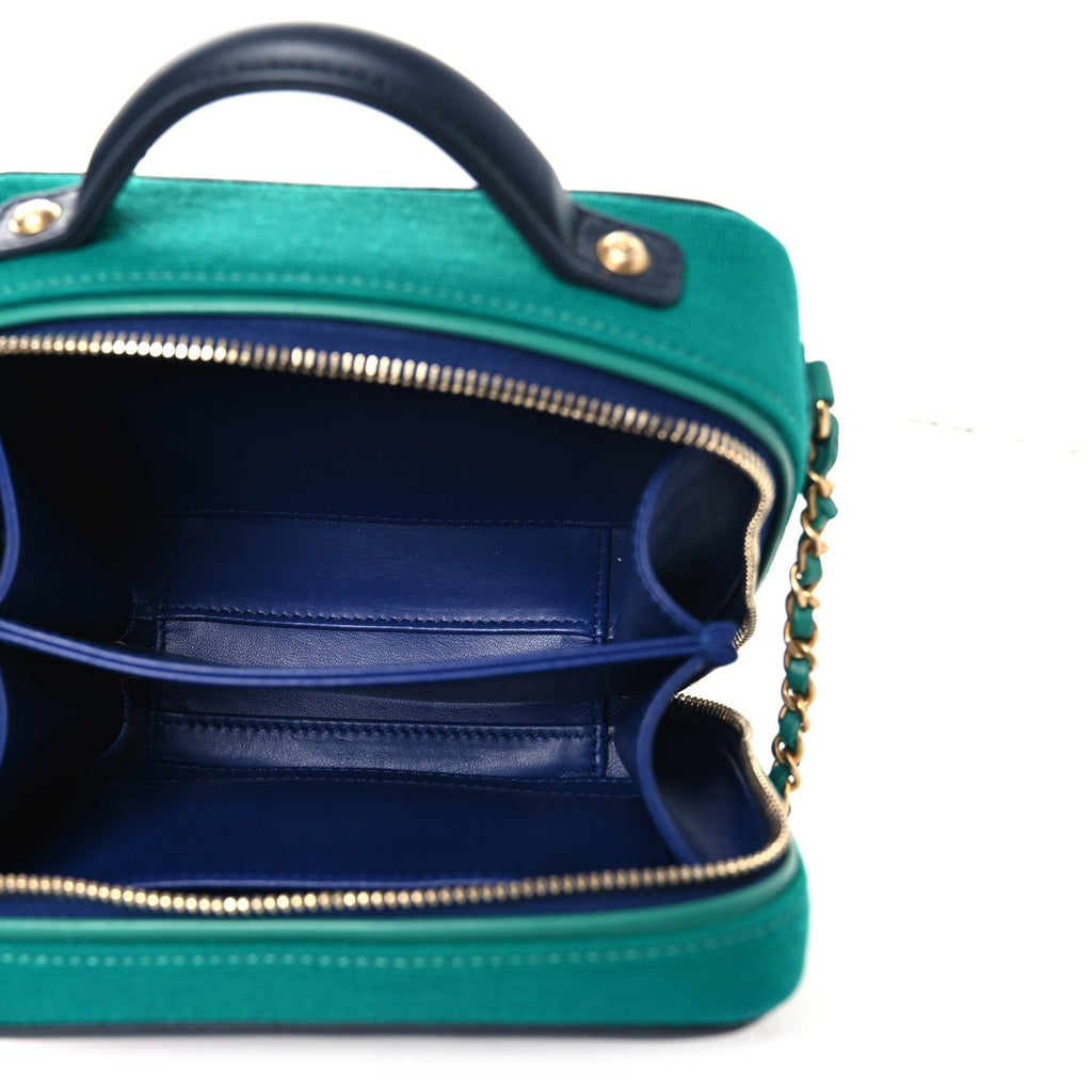 Jersey Quilted Small CC Filigree Vanity Case Blue Green