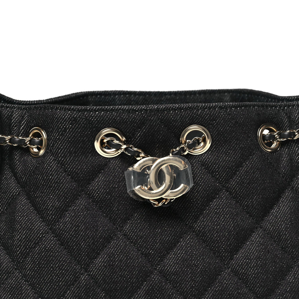 Denim Quilted Mini Chanel 25 Handbag Dark Blue